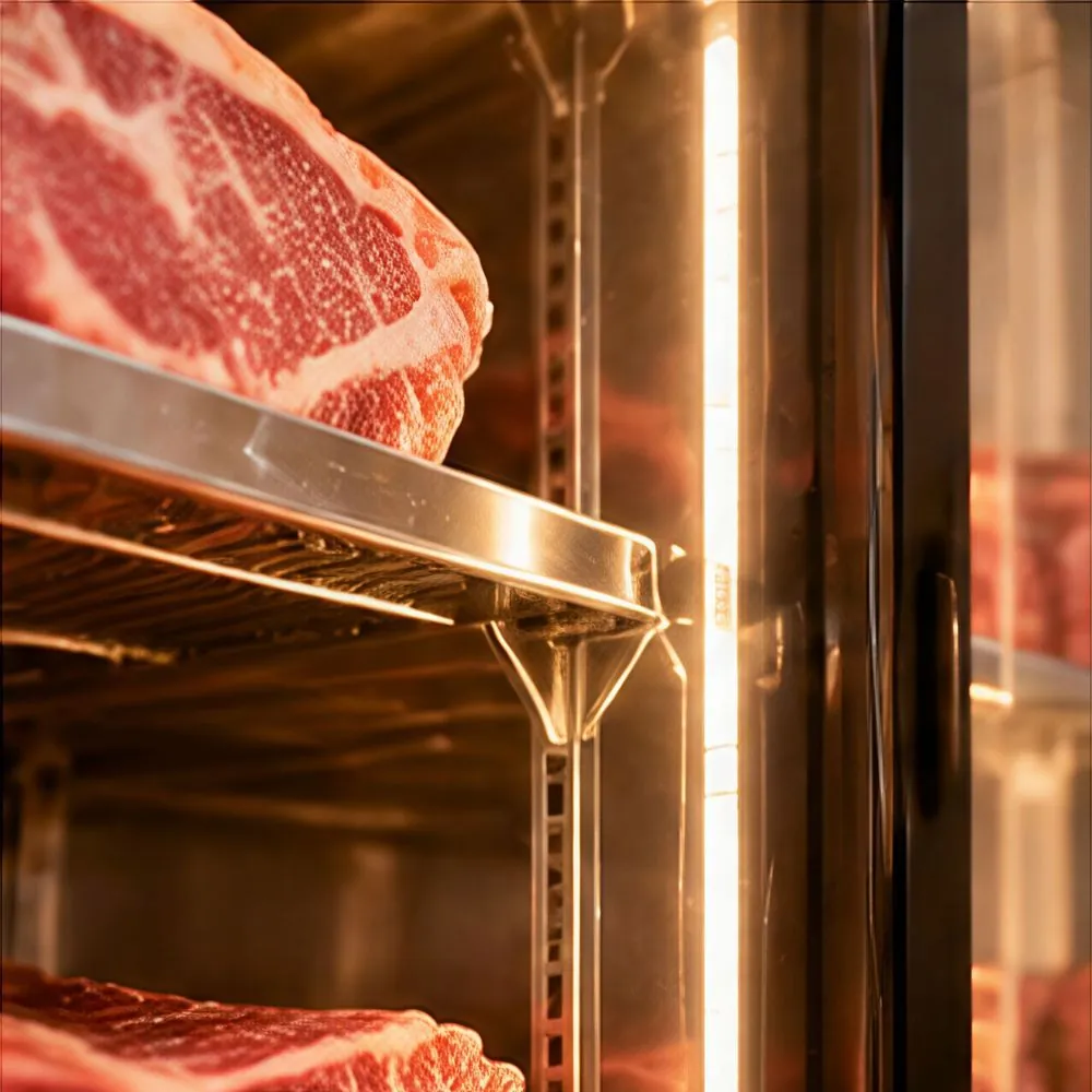 Commercial Dry-Aging Beef Cabinet — material and hardware detail of shelving