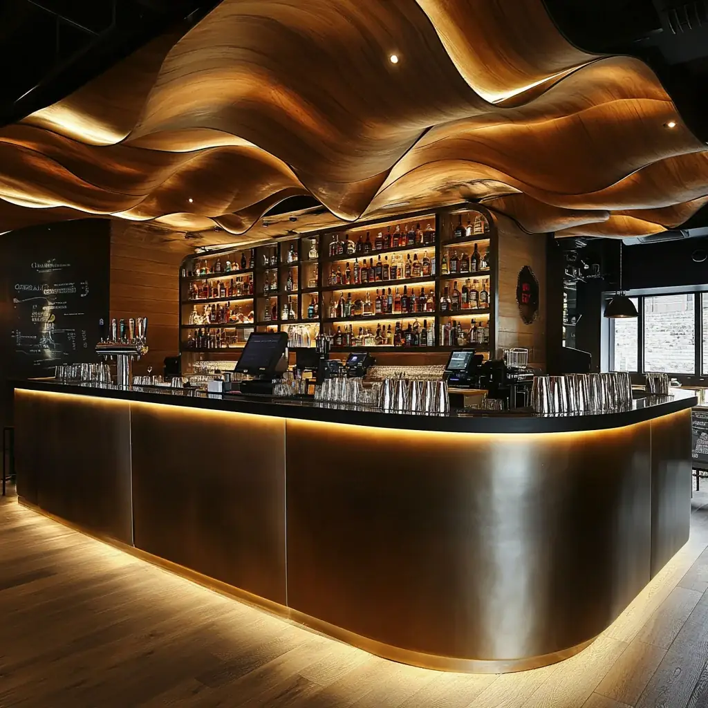 Marble & Stainless Steel Hotel Bar Counter — alternate angle, watermarked image