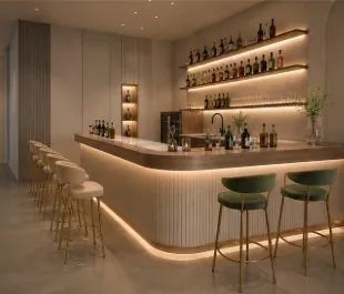 Commercial Stainless Steel Bar Counter — in-situ view with bar counter