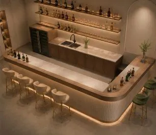 Commercial Stainless Steel Bar Counter — room setting with bar counter