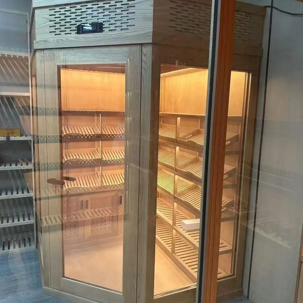 288L Stainless Steel Cigar Cellar Cooler — close-up detail of shelves
