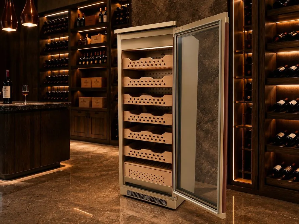 Electric Stainless Steel Cigar Humidor Cabinet — room setting