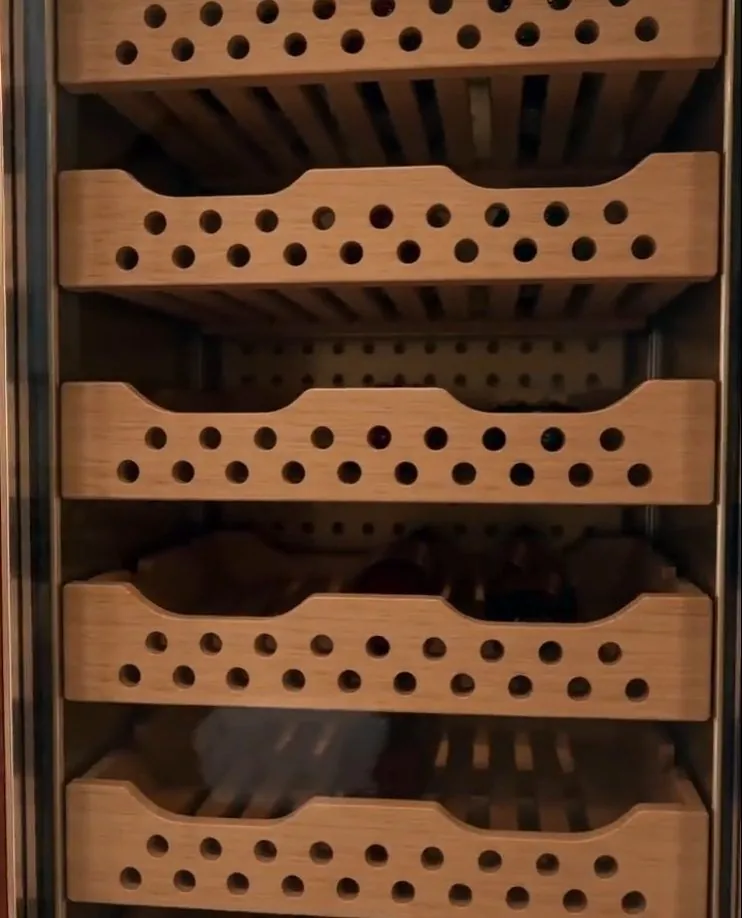 Electric Stainless Steel Cigar Humidor Cabinet — close-up detail of shelves