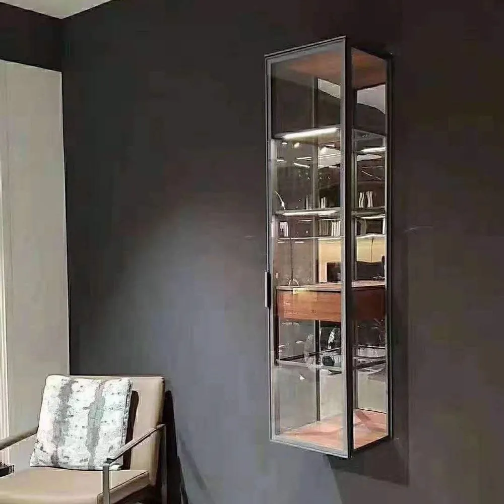 Wall-Mounted Aluminum Liquor Display Case — in-situ view