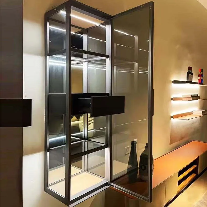 Modern Wall-Mounted Aluminum Bar Showcase — in-situ view