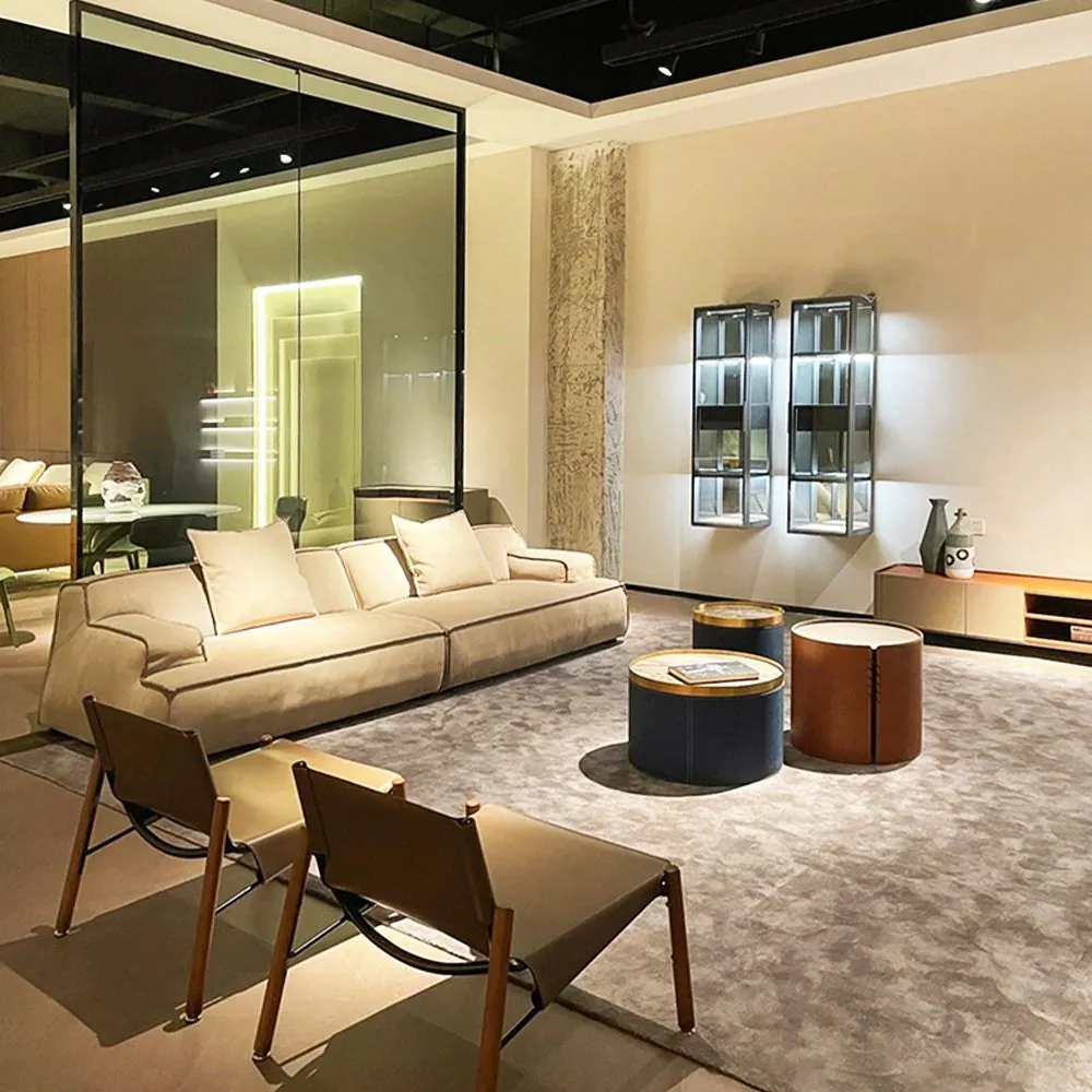 Modern Wall-Mounted Aluminum Bar Showcase — room setting in showroom setting