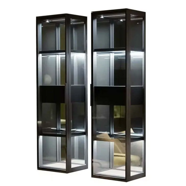 Modern Wall-Mounted Aluminum Bar Showcase — straight-on view
