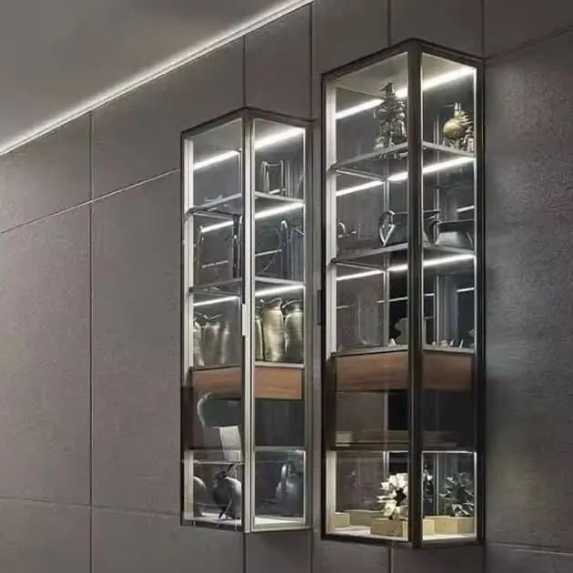 Glass display cabinet — front elevation