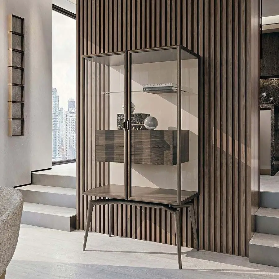 Italian Glass Display Cabinet, Transparent Door — in-situ view