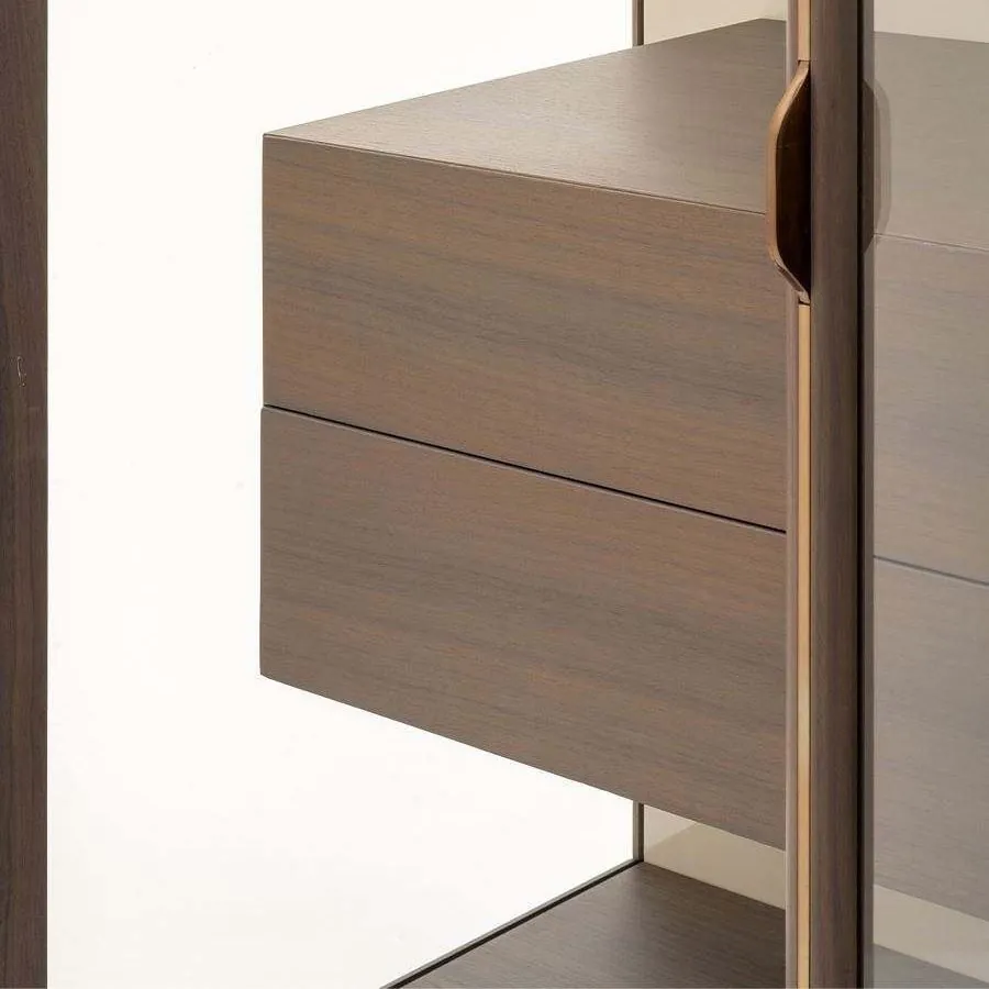 Italian Glass Display Cabinet, Transparent Door — construction detail of drawers