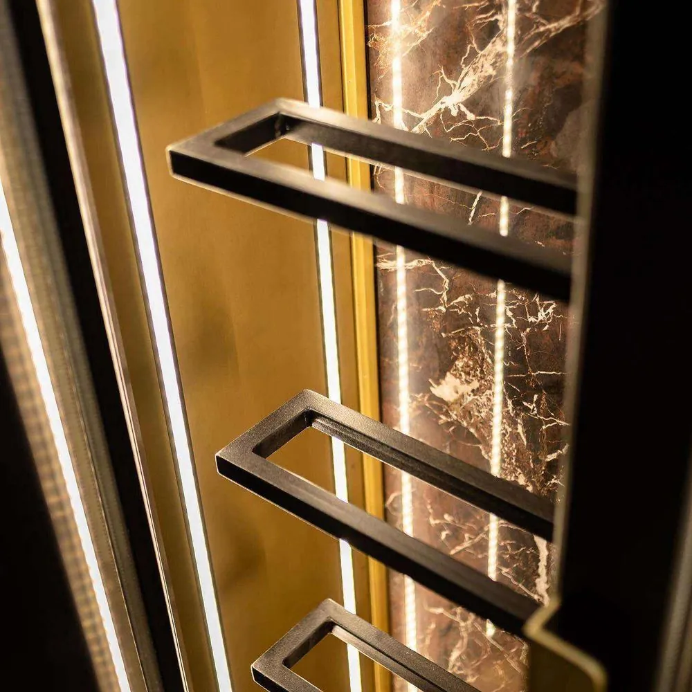 Dual-Zone Metal Wine Cooler with LED Light — close-up detail of drawers