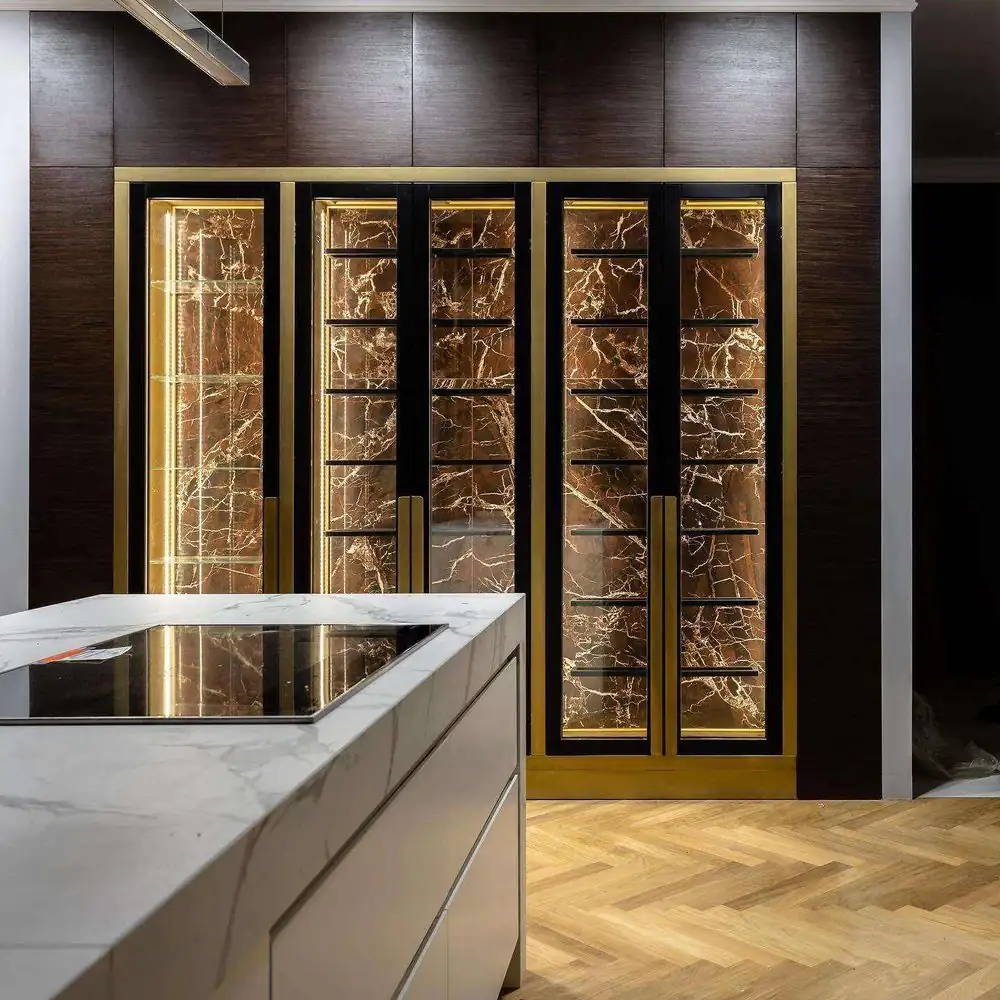 Dual-Zone Metal Wine Cooler with LED Light — interior layout with shelving