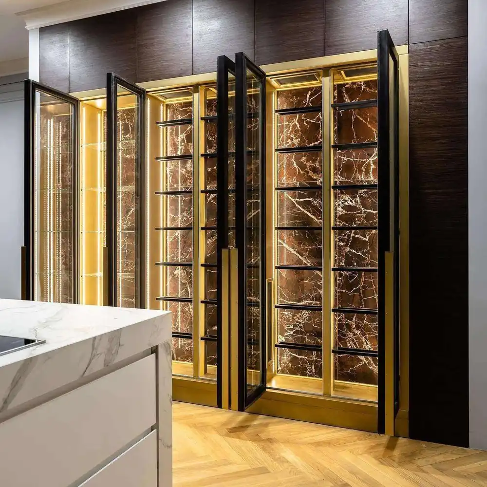 Dual-Zone Metal Wine Cooler with LED Light — interior shelving and storage with shelving