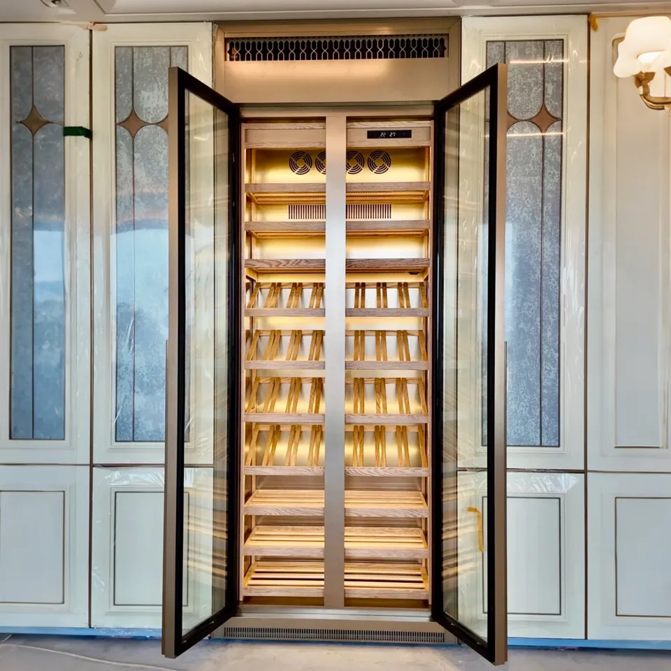 Dual-Zone Stainless Wine Cabinet, USB Control — in-situ view