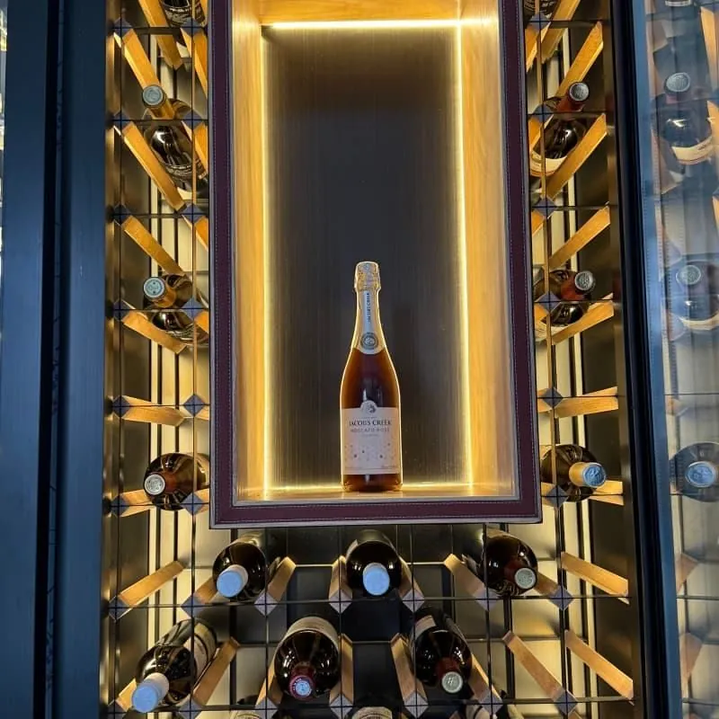 100L Stainless Steel Wine Cooler Cabinet — construction detail of backlit niche