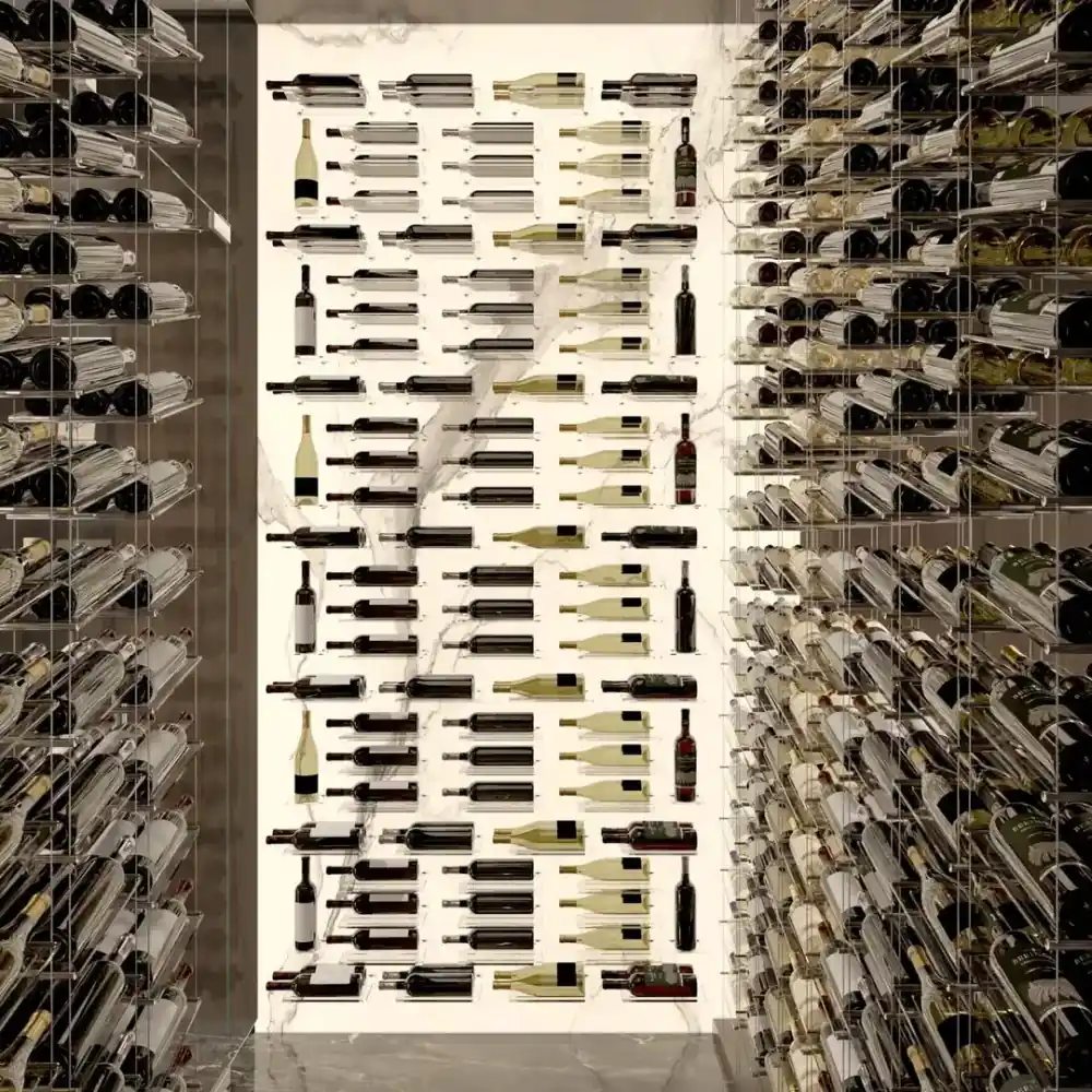 VIP-18 Modular Stainless Steel Wine Storage — interior shelving and storage with wine bottles