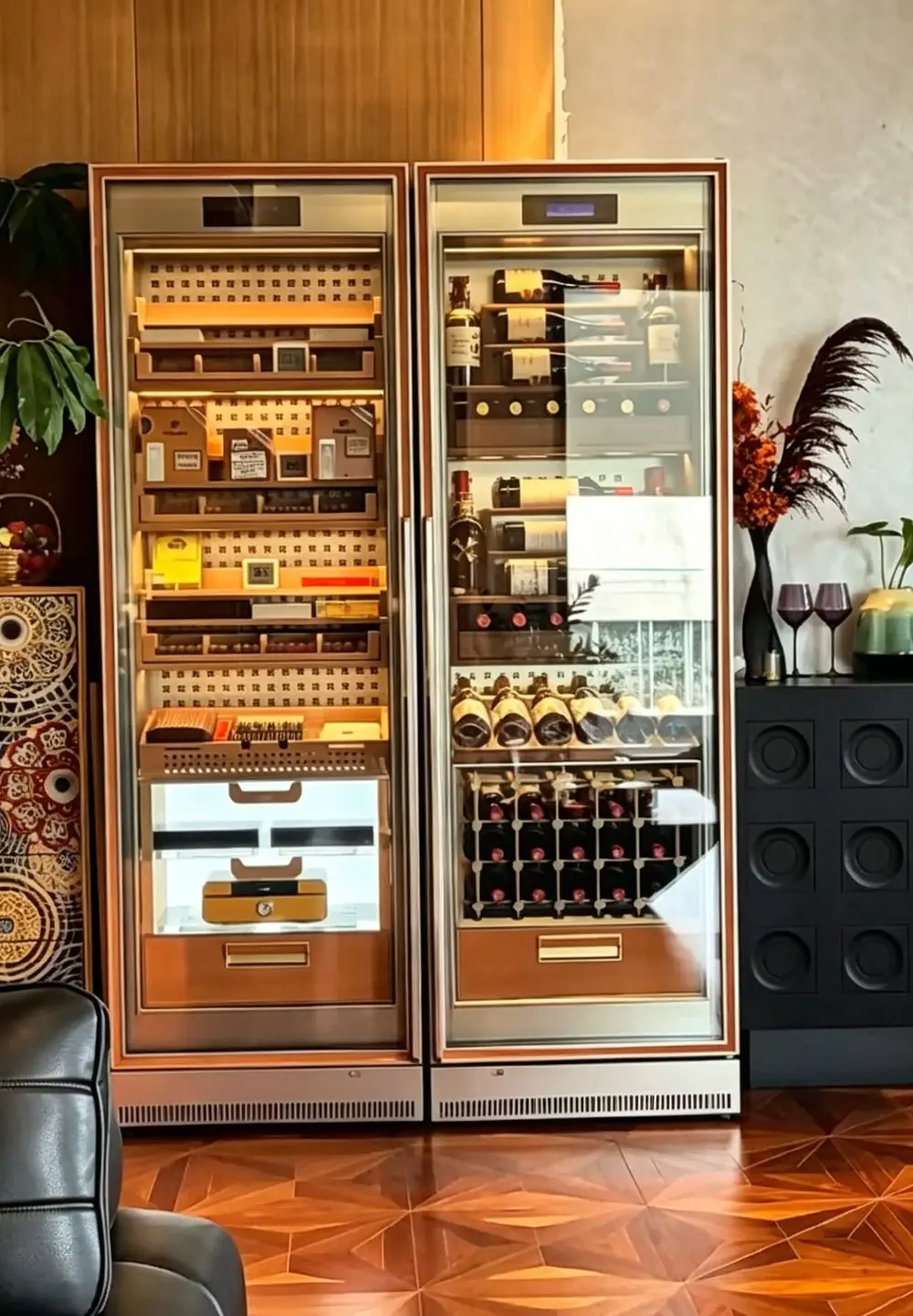 Dual-Zone Stainless Steel Wine Cabinet — frontal product view