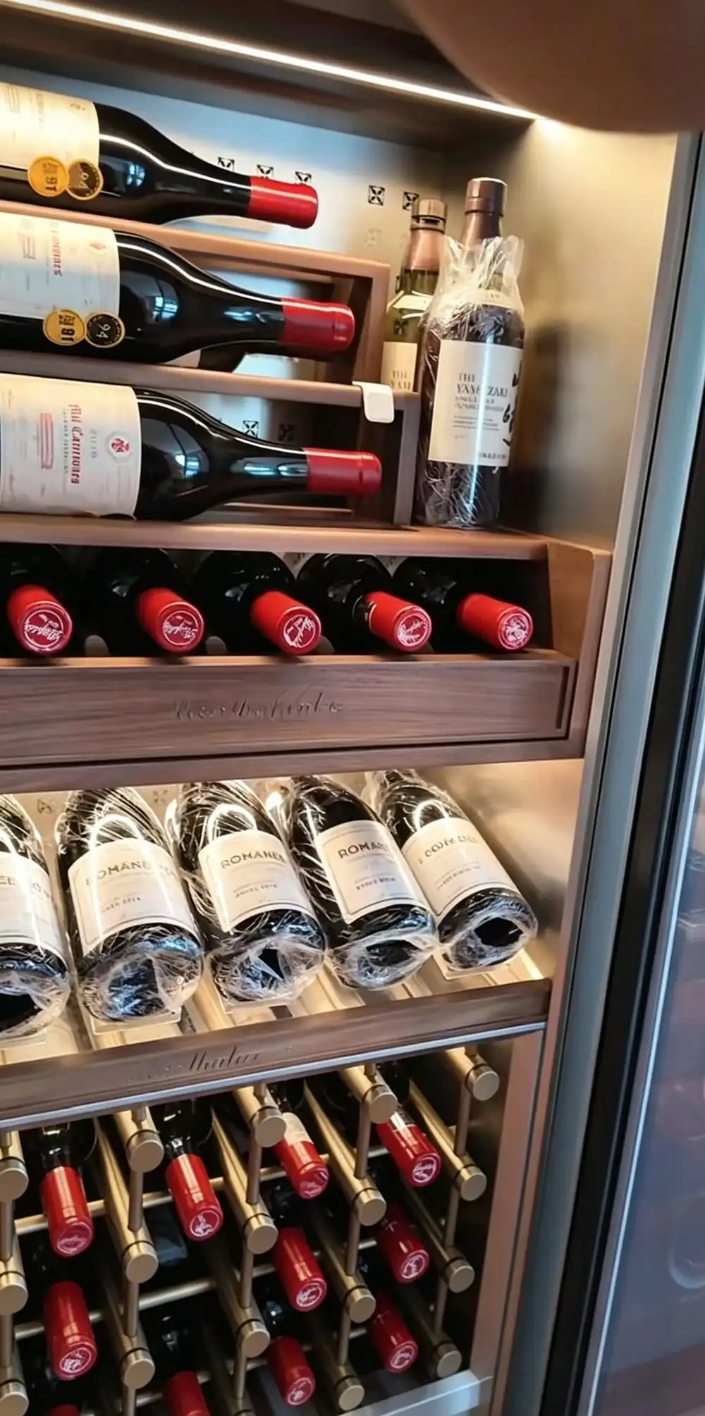 Dual-Zone Stainless Steel Wine Cabinet — close-up detail