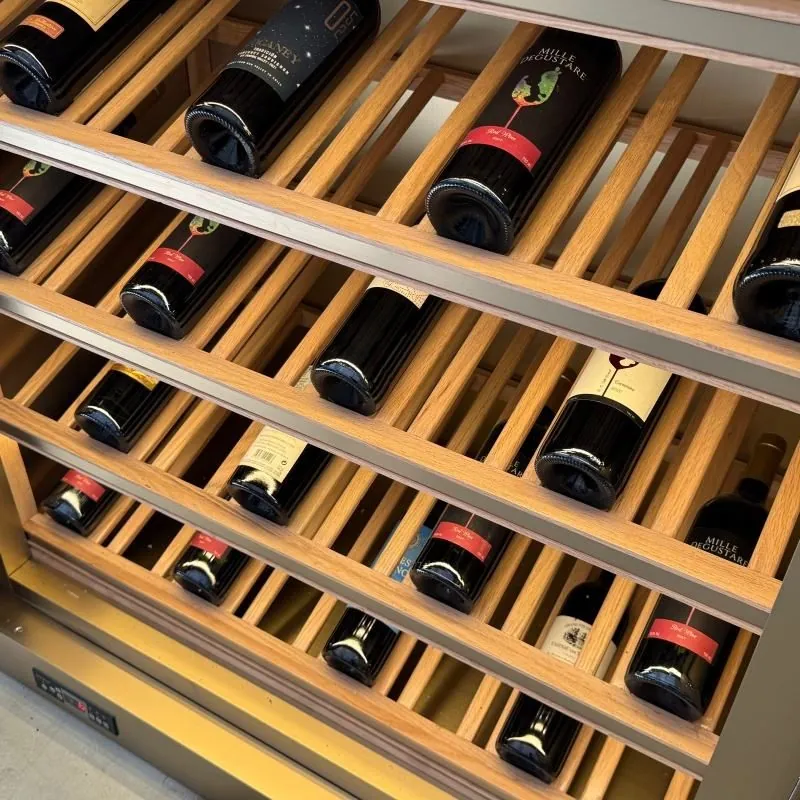 1000L Dual-Zone Stainless Steel Wine Cooler — construction detail of wine bottles