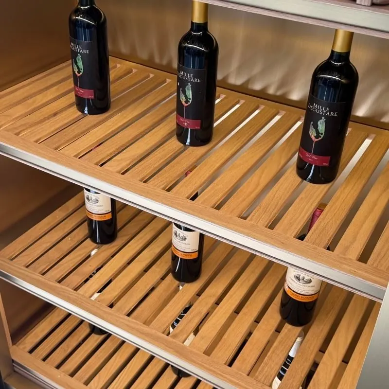 1000L Dual-Zone Stainless Steel Wine Cooler — close-up detail of wine bottles