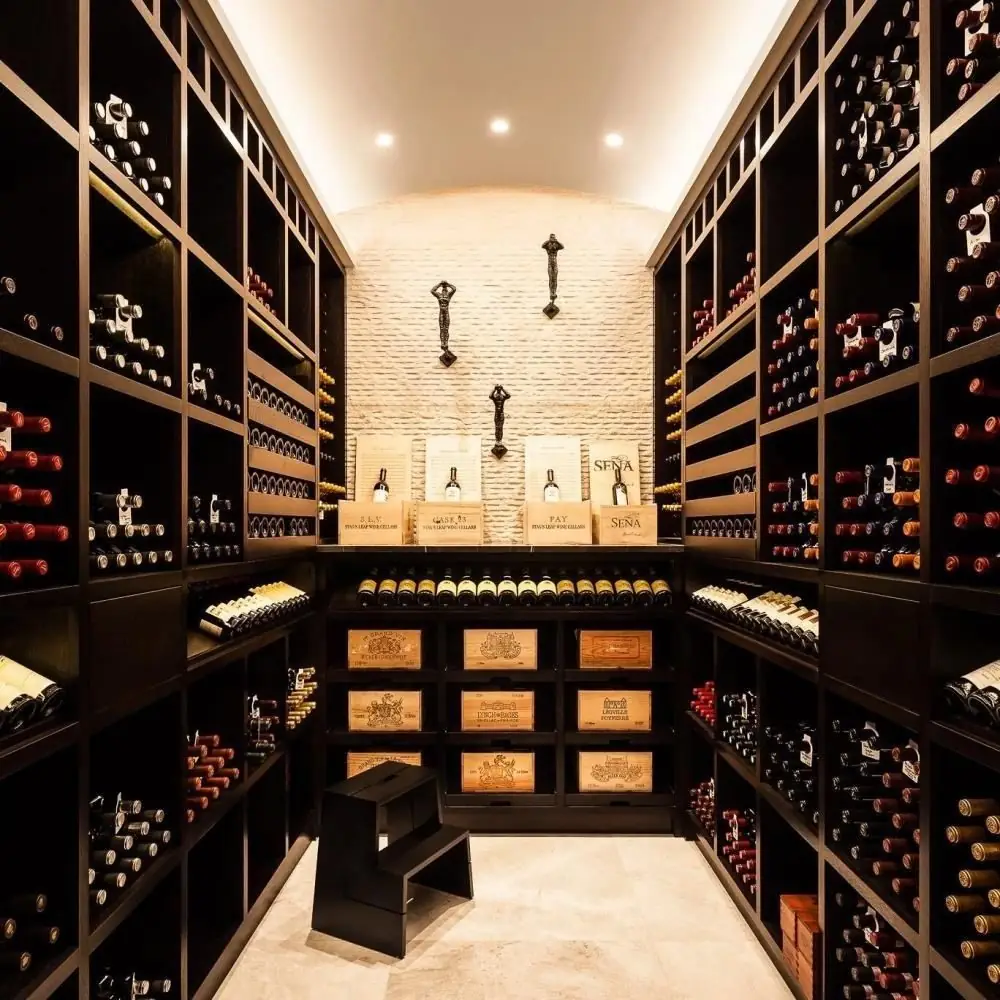 Compact VIP Solid Wood Wine Cellar Display — interior shelving and storage