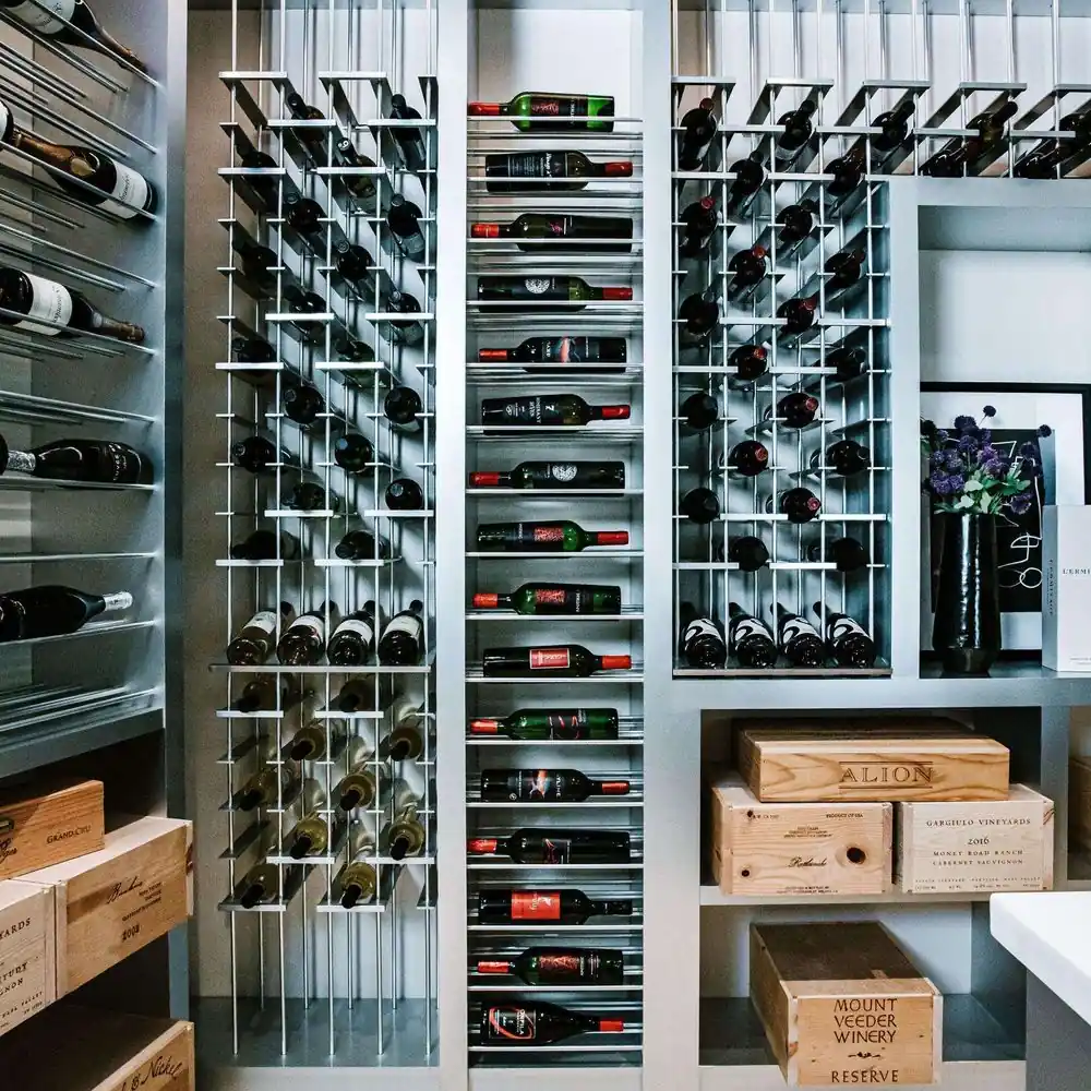 1200-Bottle Stainless Steel Wine Cellar — interior layout with wooden crates