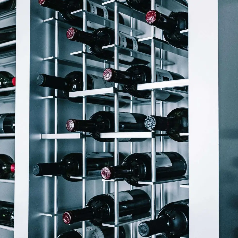1200-Bottle Stainless Steel Wine Cellar — close-up detail of wine bottles