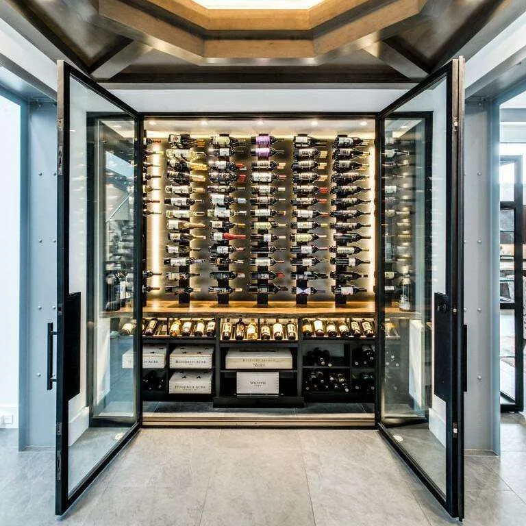 VIP Hotel Wine Cellar, 1200-Bottle Custom Build — interior rack and shelf layout with glass doors