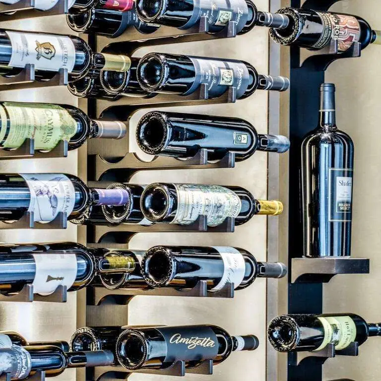 VIP Hotel Wine Cellar, 1200-Bottle Custom Build — material and hardware detail of wine bottles