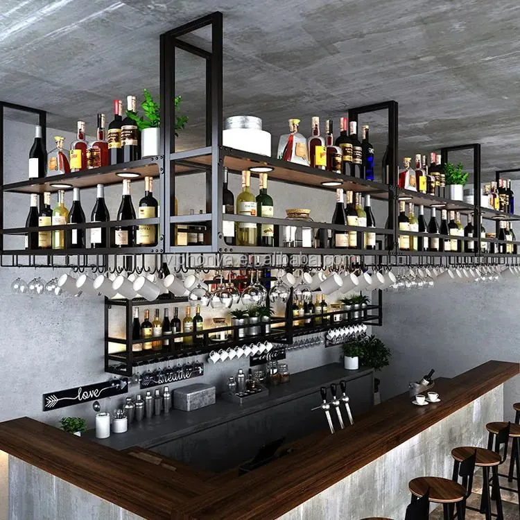Cabinet-Insert Wine Rack with Glass Hanging — in-situ view with wine glasses
