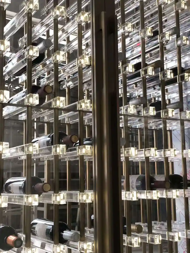 Wall-Mounted Stainless Steel Wine Rack, LED — interior layout with shelving