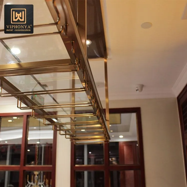 Gold Stainless Steel Bottle Display Wine Rack — additional angle, gold finish