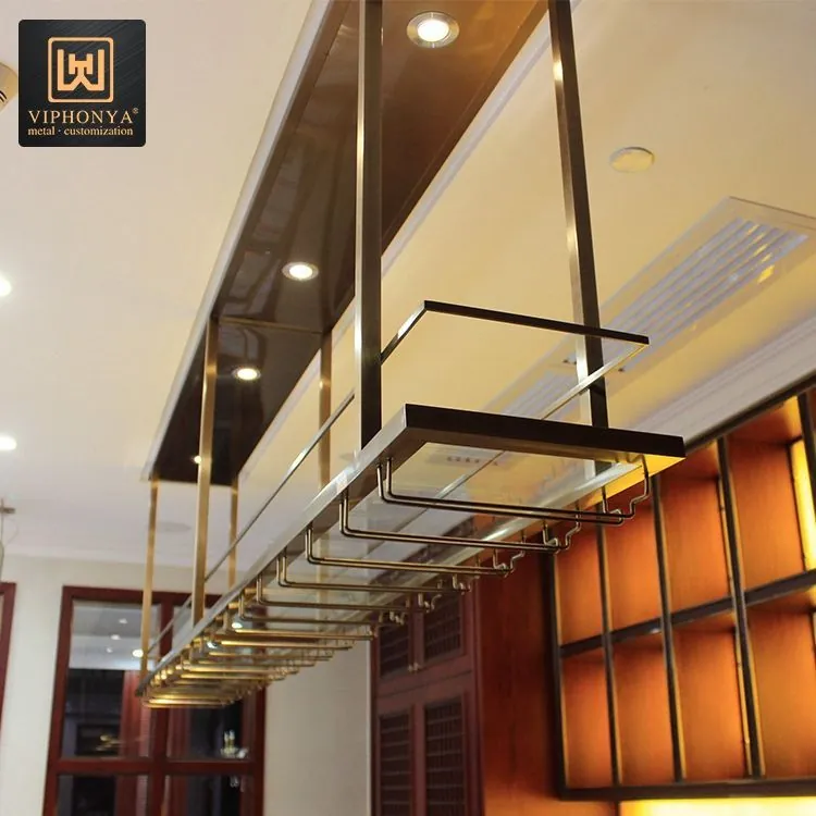 Gold Stainless Steel Bottle Display Wine Rack — alternate angle, gold finish
