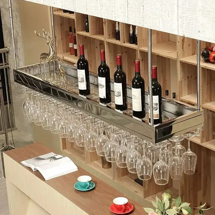 Stainless steel wine rack — material and hardware detail