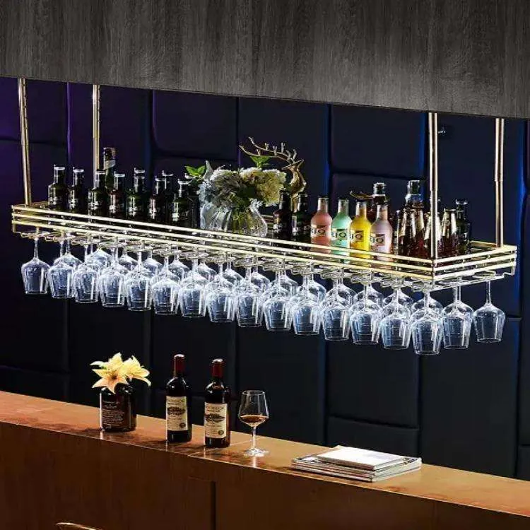 Stainless steel wine rack — front elevation