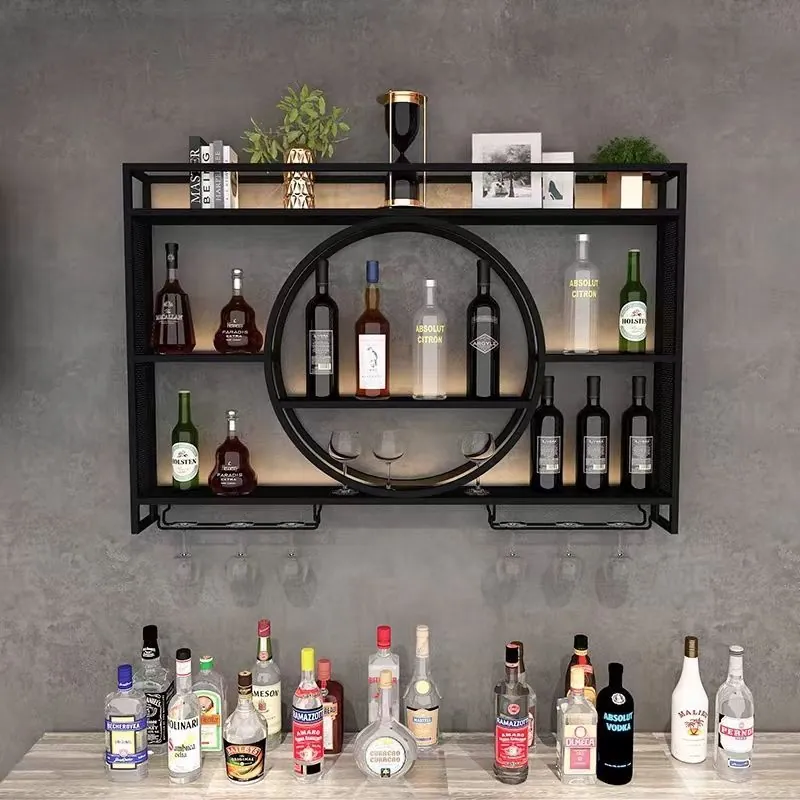 Wall-Mounted 304 Stainless Wine Rack, LED — frontal product view